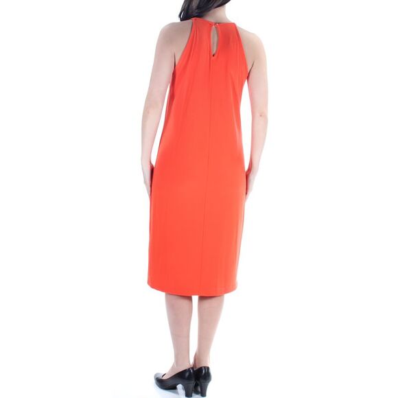 BAR III Womens Orange Sleeveless Halter Below The Knee Sheath Dress Size: S - Picture 3 of 3